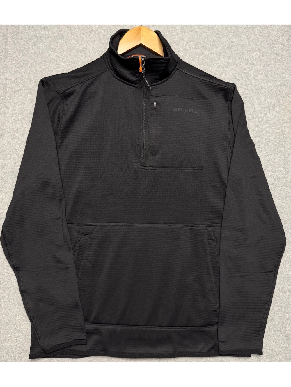 Merrell Men’s Grid Fleece 1/4 Zip Pullover Black Size Small NWT